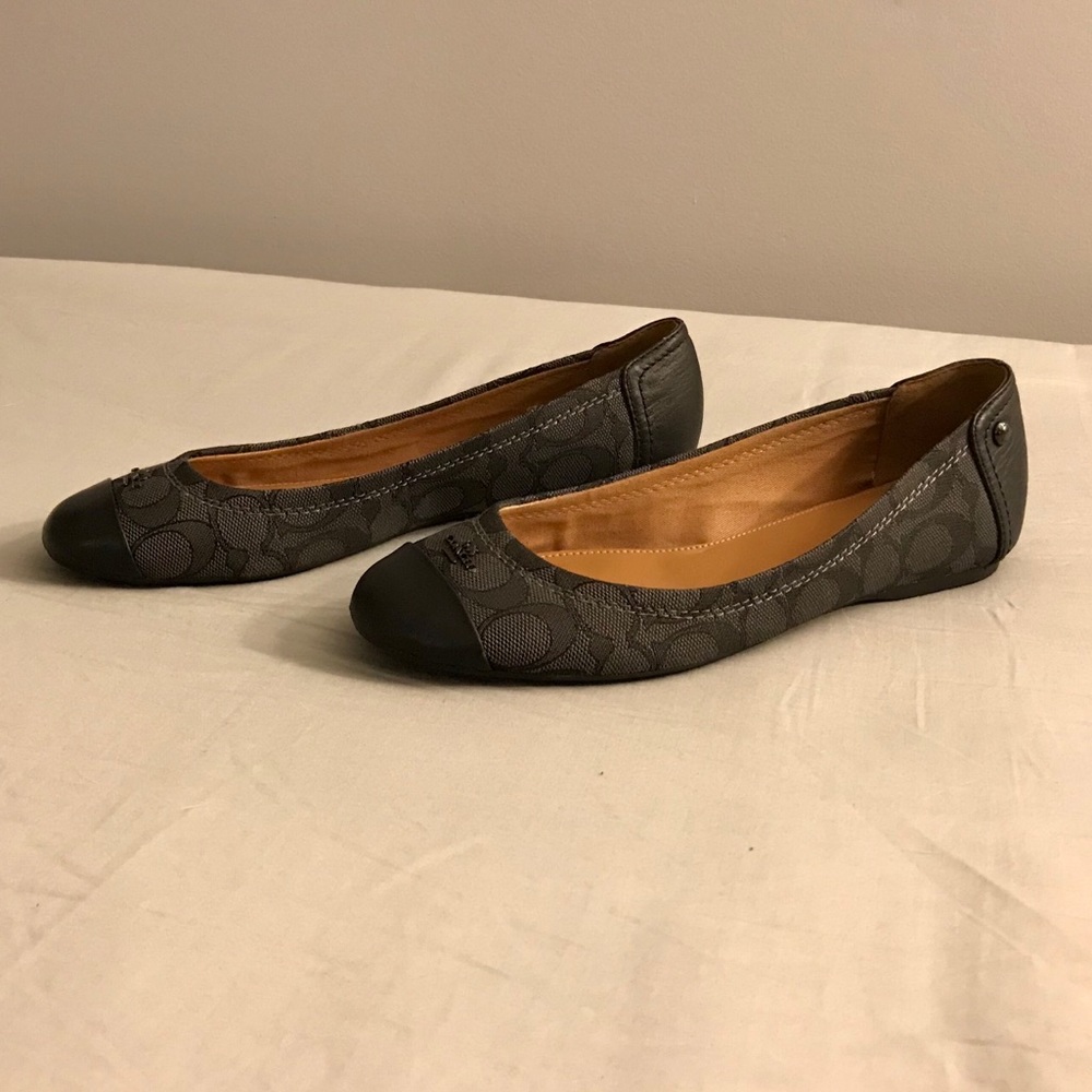 Coach Black Chelsea Leather Signature Ballet Flats - Picture 2 of 8